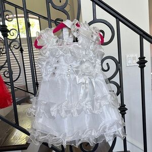 White Ruffled Baby Dress with Bow